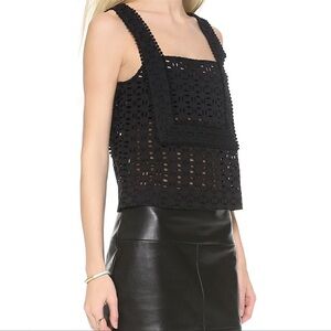 See by Chloe Black Eyelet Embroidered Tank